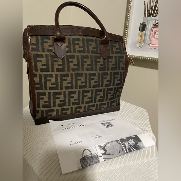 Fendi Handbags - Vintage Fendi zucca canvas satchel with coa